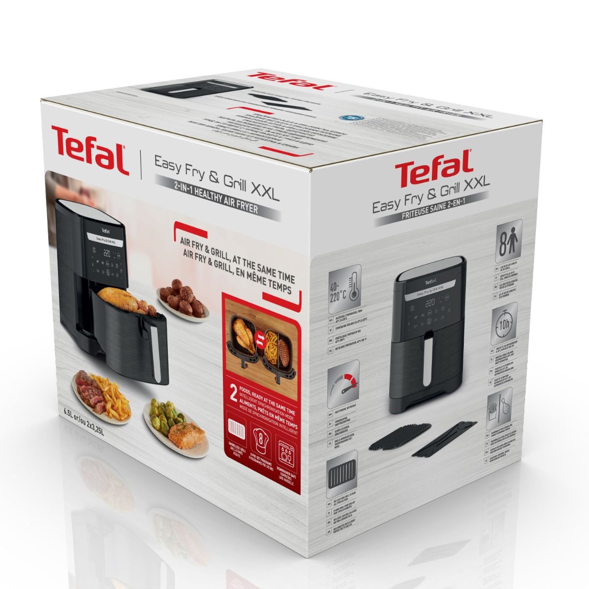 Easy Fry & Grill XXL Digital Tefal Air Fryer, 6.5 Liters, 1800 Watt, Black - EY8018EG