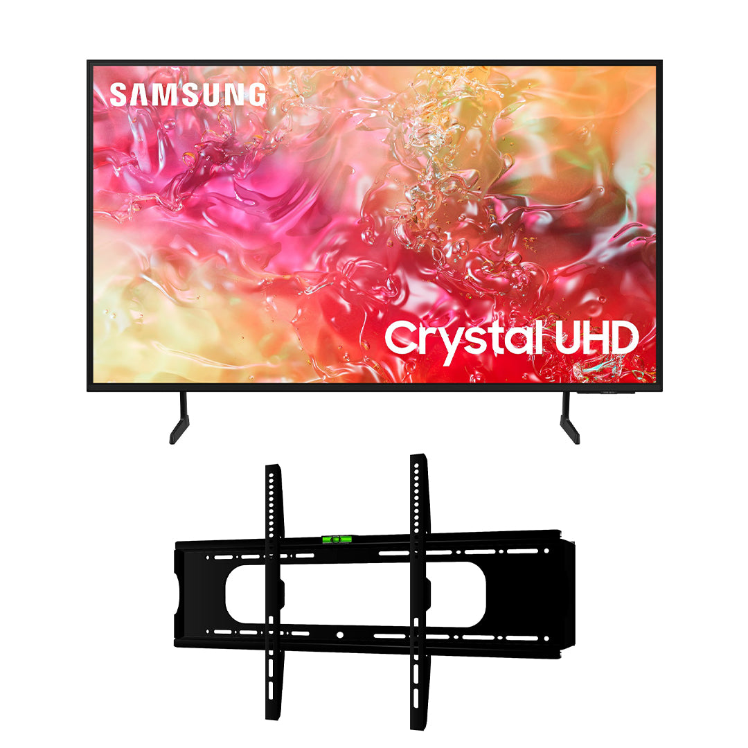 شاشة تلفزيون سامسونج سمارت بدقة 4K UHD، وتقنية LED مع ريسيفر داخلي - DU7000 مع حامل حائط فالكون, 75 بوصة