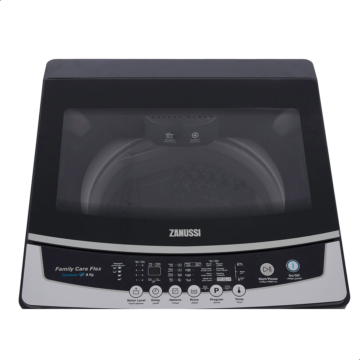 غسالة فوق اوتوماتيك زانوسي ، سعة 8 كجم ، رمادي غامق - ZWT80700D