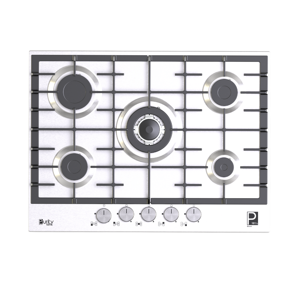 بيورتى مسطح غاز 70سم استانلس 5 شعلة HPT713S – Gas Hob 5 Eyes Heavy Duty Grids