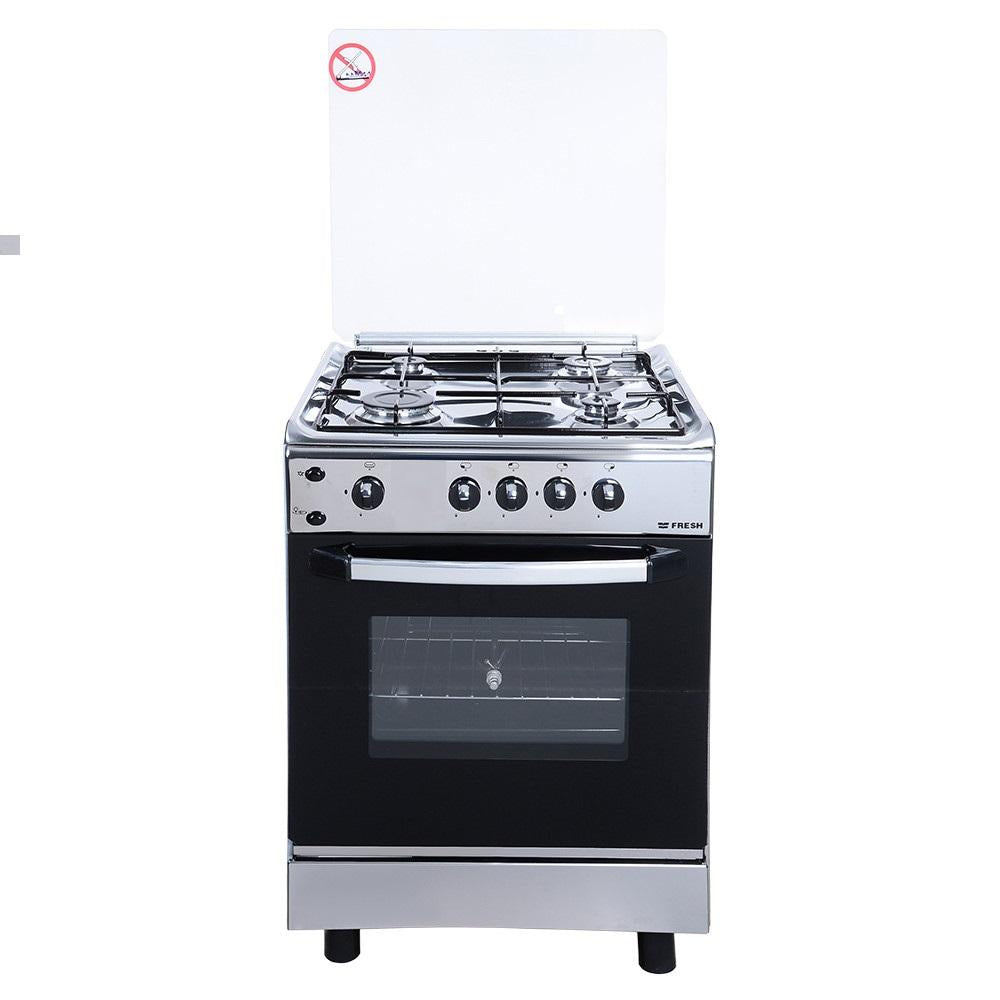 بوتاجاز غاز فريش Forno 17266 ، عدد 4 شعلة ، اسود وفضي
