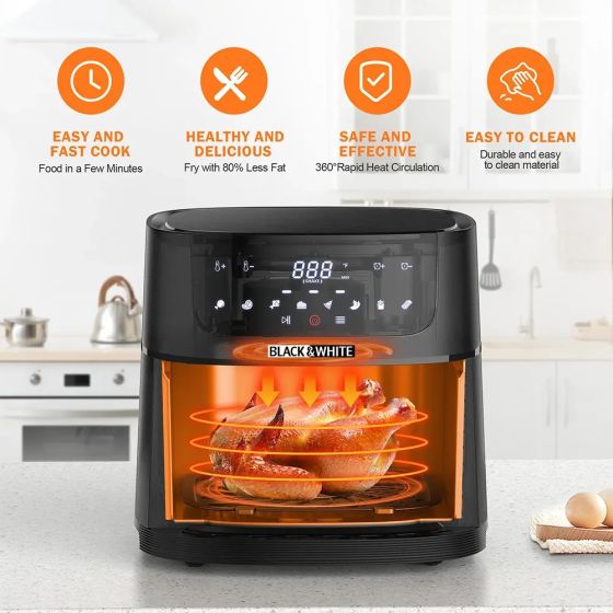 Air Fryer Black And White, 8.5 Liter, Grey - AF-085SD