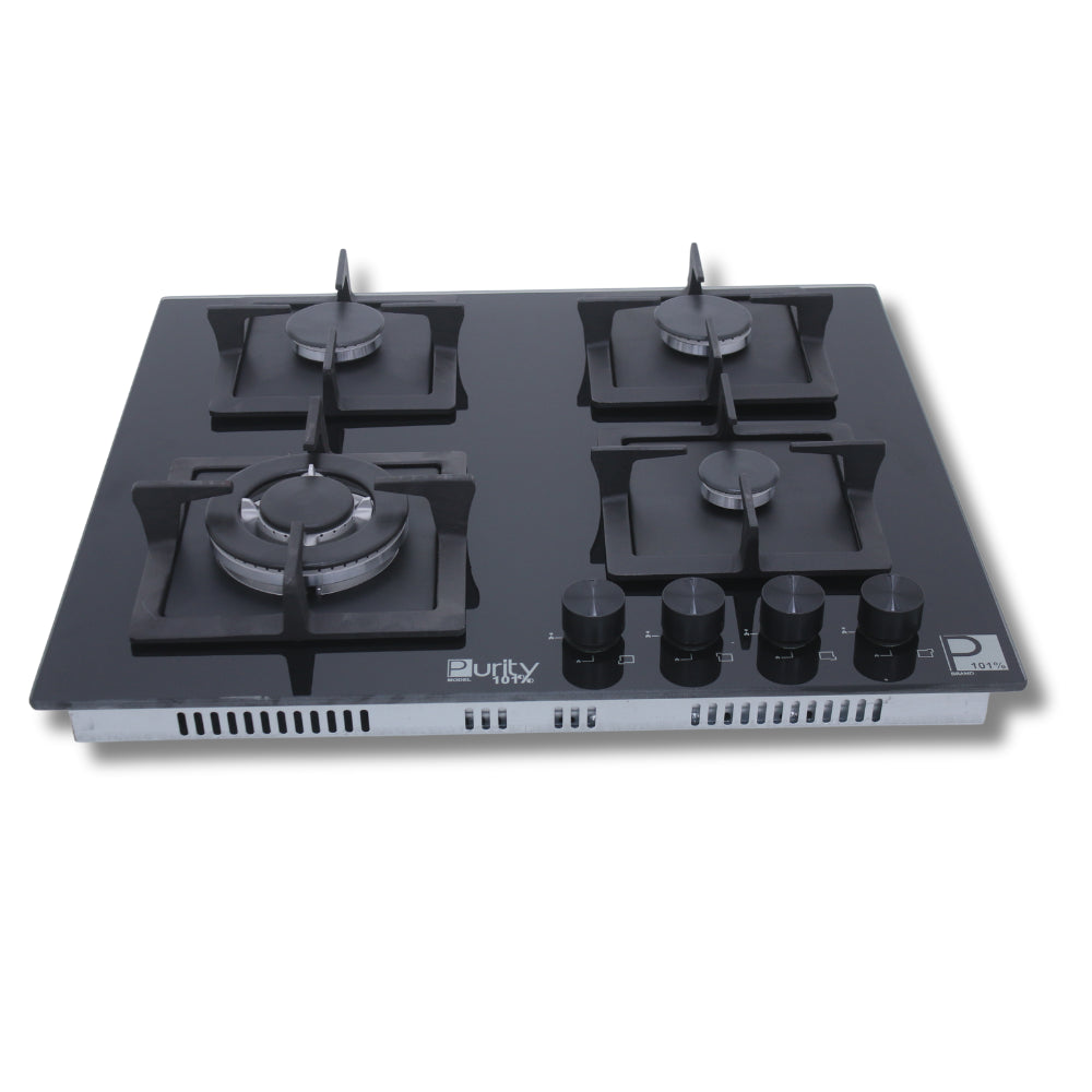 بيورتى مسطح غاز 60 سم غاز 4 شعله اسود زجاج HPT606G- Gas Hob 4 Eyes Heavy Duty Grids
