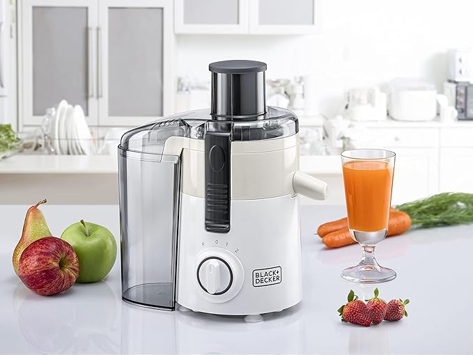 عصارة فواكه كهرباء بلاك اند ديكر ، 250 وات ، ابيض ورمادي - JE250-B5