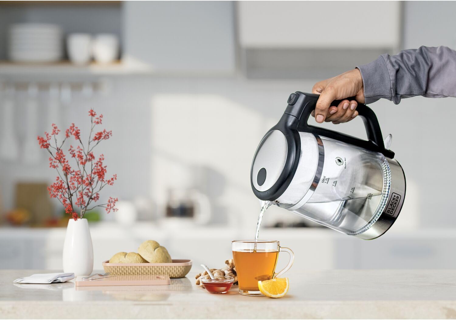 Black+Decker Electric Kettle, 1.7 Liters, 2200 Watts, Multi-Color - GK220-B5