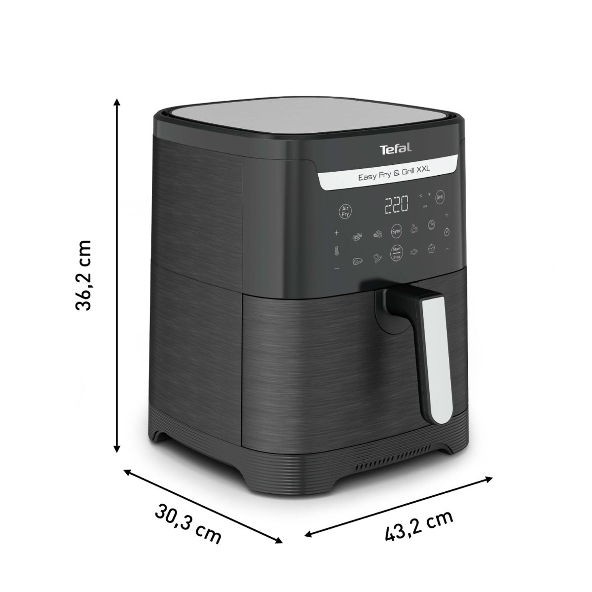 Easy Fry & Grill XXL Digital Tefal Air Fryer, 6.5 Liters, 1800 Watt, Black - EY8018EG
