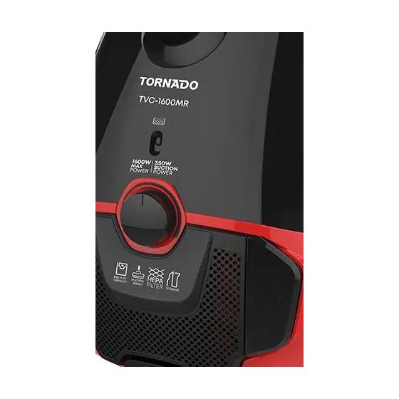 مكنسة كهربائية تورنيدو ، اسود واحمر - TVC-1600MR