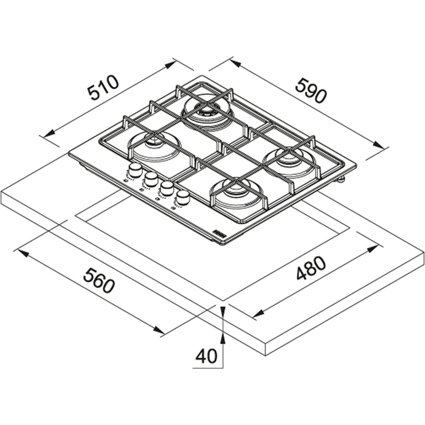 Franke Built-in Gas Hob - FHSM6043GDCXSC