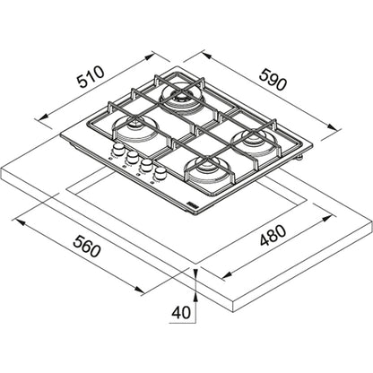 Franke Built-in Gas Hob - FHSM6043GDCXSC