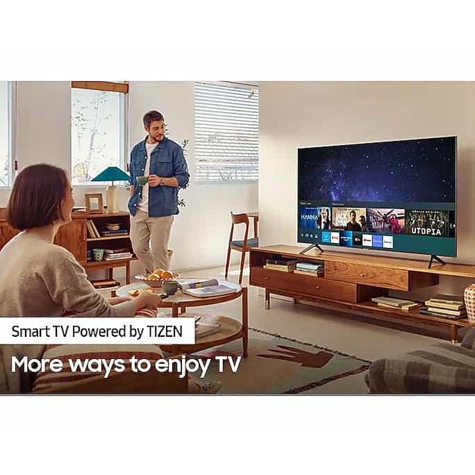 شاشة تلفزيون سامسونج سمارت بدقة 4K UHD، وتقنية LED مع ريسيفر داخلي - 50DU7000، مع حامل حائط لتلفزيونات من اي تي اي، 50 بوصة