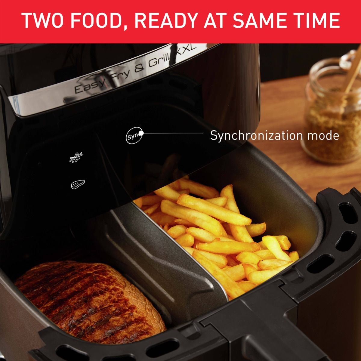 Easy Fry & Grill XXL Digital Tefal Air Fryer, 6.5 Liters, 1800 Watt, Black - EY8018EG