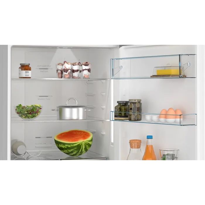 ثلاجة بفريزر سفلي بوش Series 4 ، سعة 483 لتر ، نوفروست ، لا ، فضي - KGN55VI2E9
