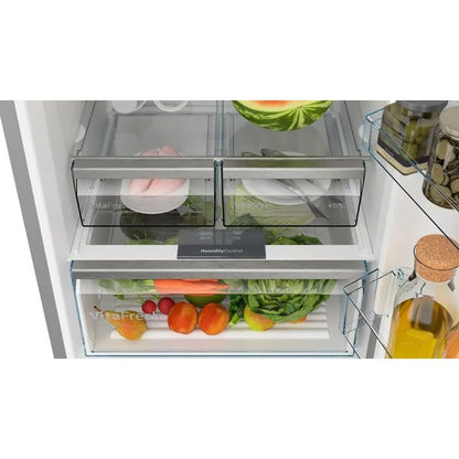 ثلاجة بفريزر سفلي بوش Series 4 ، سعة 483 لتر ، نوفروست ، لا ، فضي - KGN55VI2E9