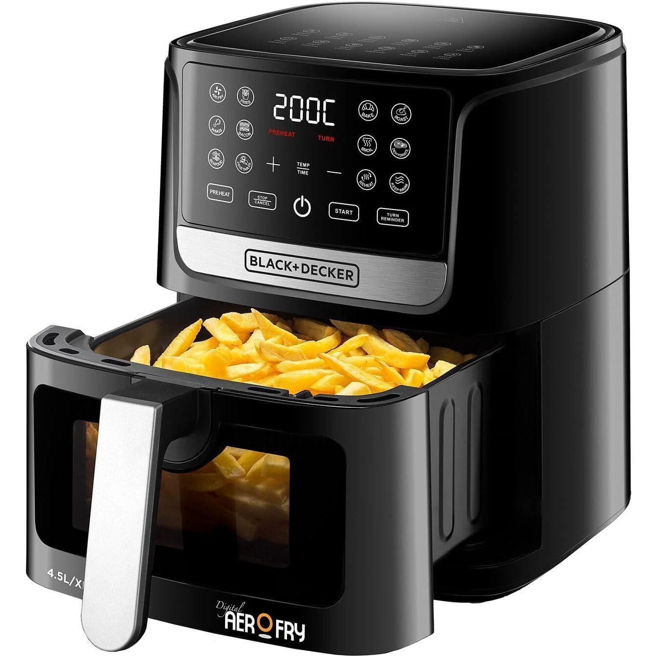 اير فراير ديجيتال بلاك اند ديكر AF4500 ، اسود - Aro Fry