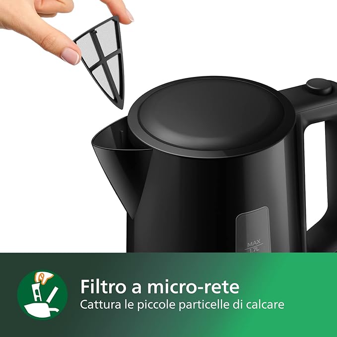 Philips Electric Kettle, 1.7 Liter Capacity, 2200 Watts, White - HD9318-20