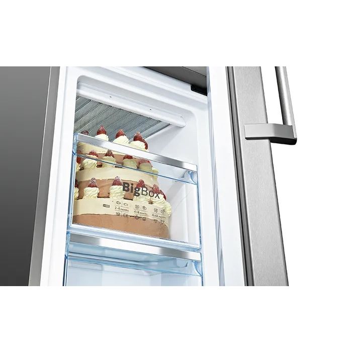 ثلاجة بفريزر سفلي بوش Series 4 ، سعة 483 لتر ، نوفروست ، لا ، فضي - KGN55VI2E9