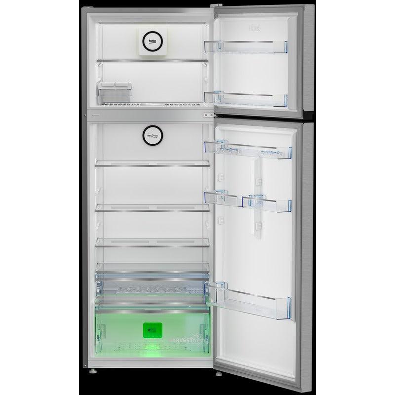 ثلاجة بيكو نوفروست، فريزر علوي - RDNE455M20XBIDEG، مع خلاط ، سعة 1.5 لتر، 600 وات - TBN 62608 W, فضي, 406 لتر