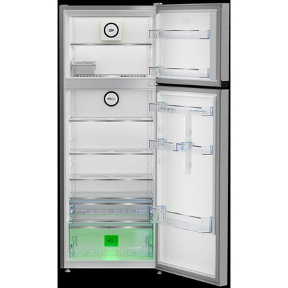 ثلاجة بيكو نوفروست، فريزر علوي - RDNE455M20XBIDEG، مع خلاط ، سعة 1.5 لتر، 600 وات - TBN 62608 W, فضي, 406 لتر