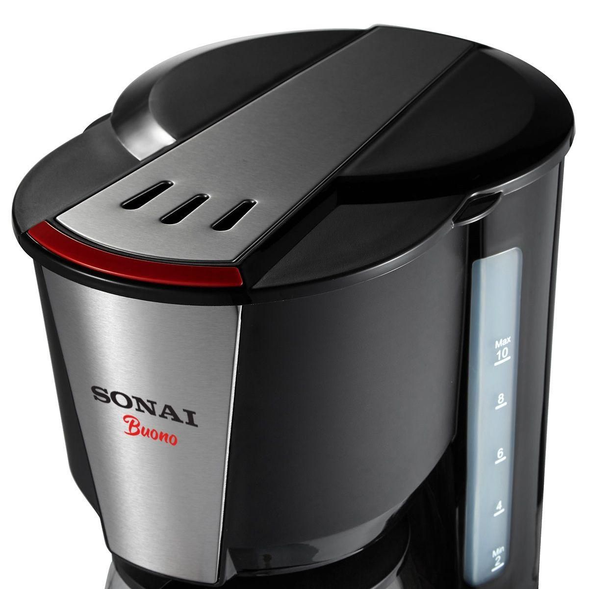 Sonai Coffee Maker SH-1212, 10 Cups, 1000 Watts, Black