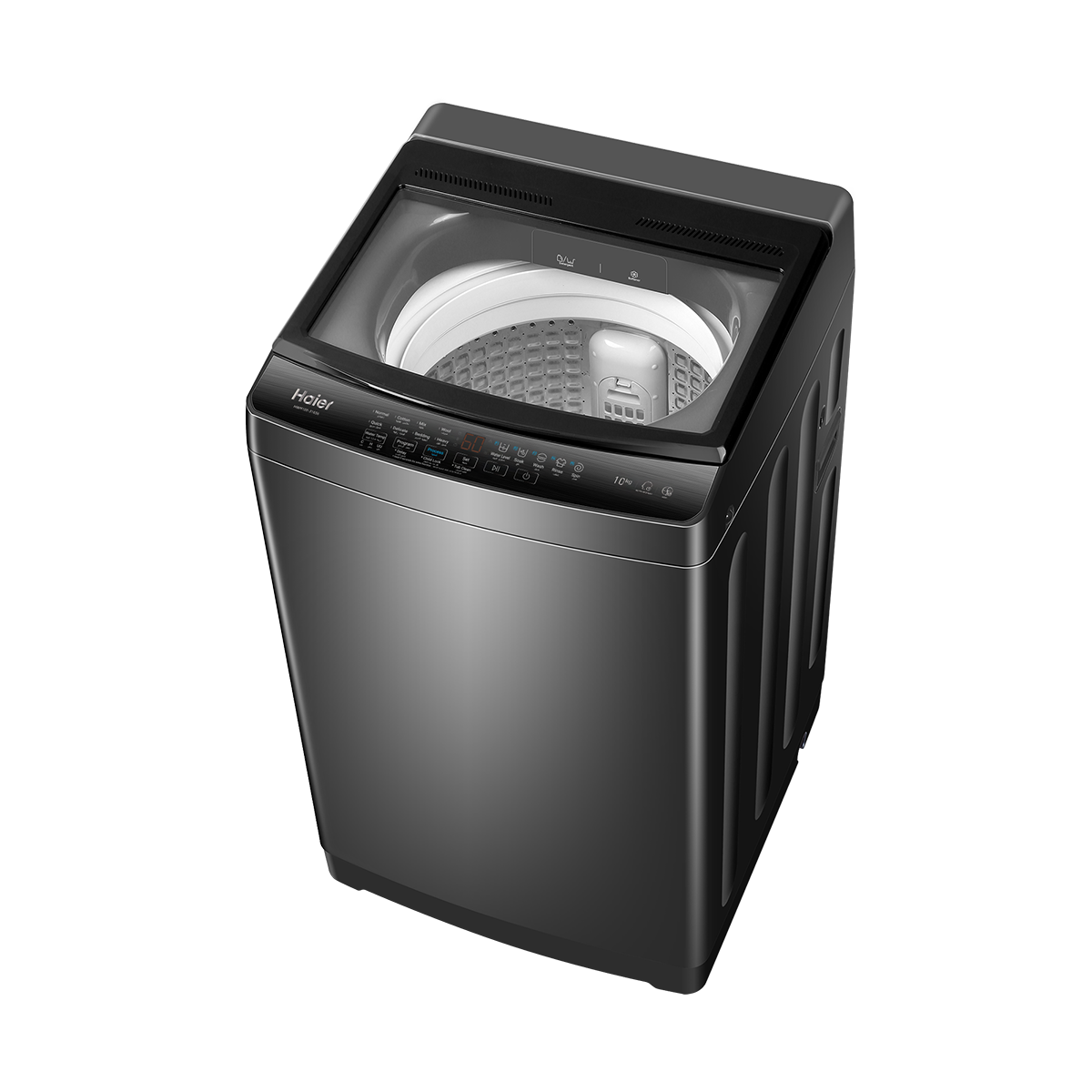 غسالة فوق اوتوماتيك هاير HWM100-316S6 ، سعة 10 كجم ، فضي غامق
