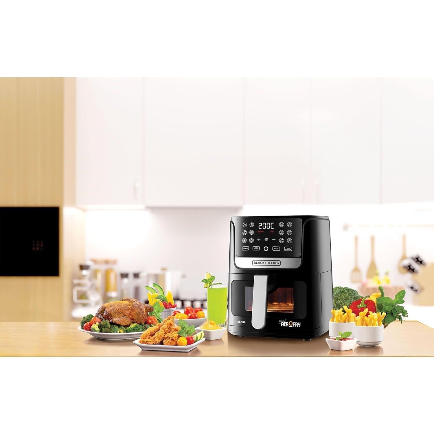 اير فراير ديجيتال بلاك اند ديكر AF4500 ، اسود - Aro Fry
