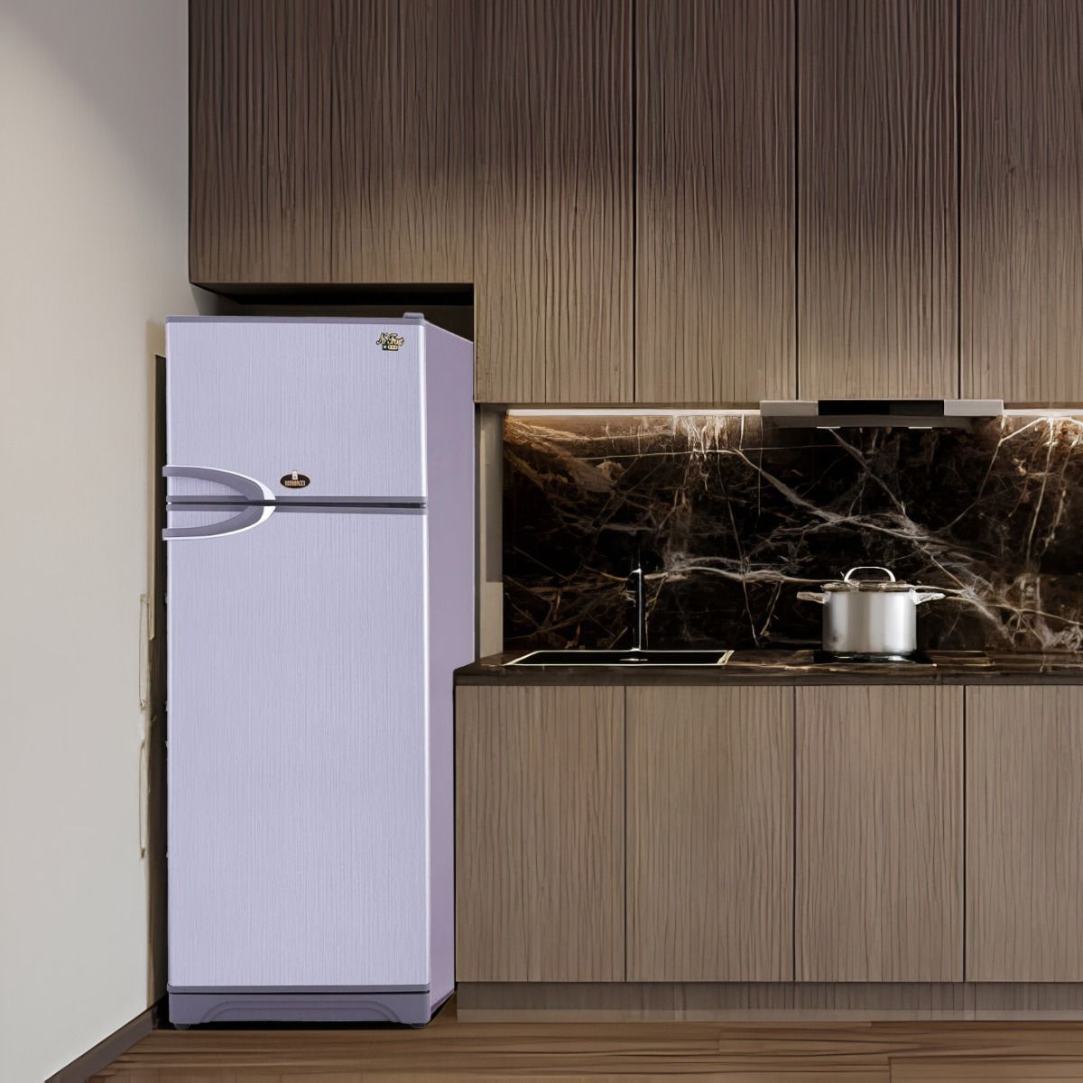 ثلاجة بفريزر علوي كيريازي KH370LN ، سعة 370 لتر ، نوفروست ، لا ، فضي