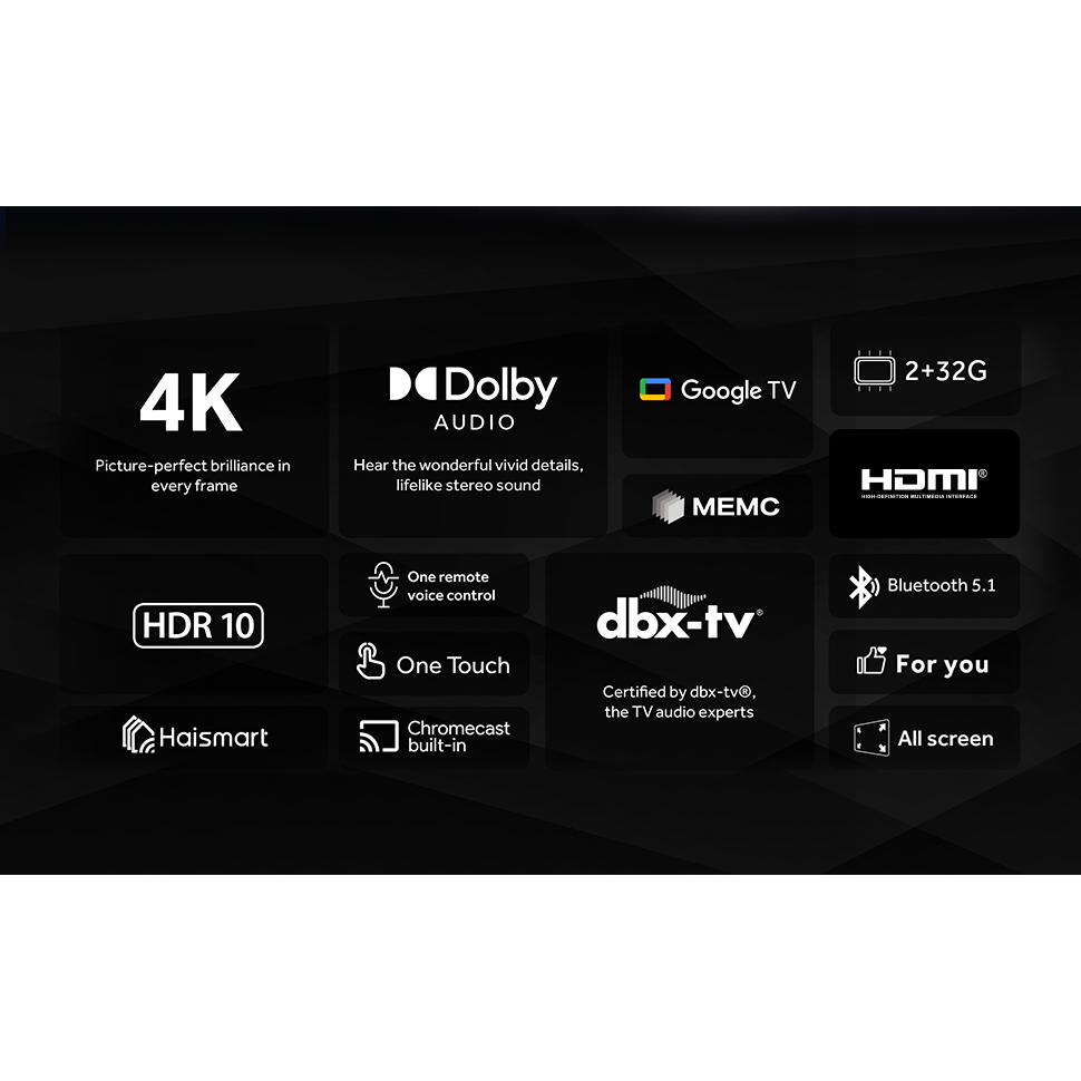 تلفزيون سمارت هاير ، مقاس 50 بوصة ، ليد ، دقة 4K UHD ، ببريسفر داخلي - H50K80EU