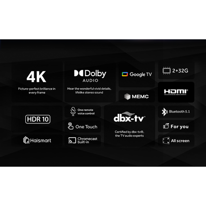 تلفزيون سمارت هاير ، مقاس 50 بوصة ، ليد ، دقة 4K UHD ، ببريسفر داخلي - H50K80EU