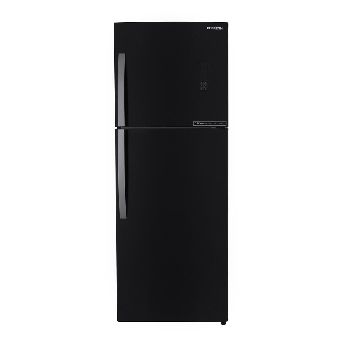 ثلاجة بفريزر علوي فريش FNT-M470 YBM ، سعة 397 لتر ، نوفروست ، لا ، اسود