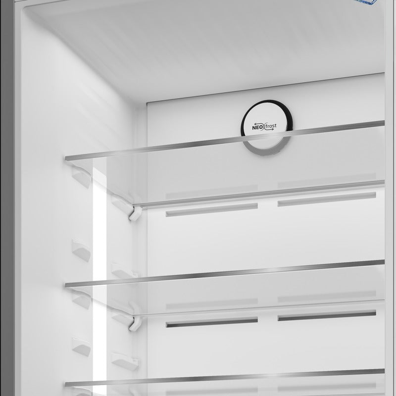 ثلاجة بيكو نوفروست، فريزر علوي - RDNE455M20XBIDEG، مع خلاط ، سعة 1.5 لتر، 600 وات - TBN 62608 W, فضي, 406 لتر