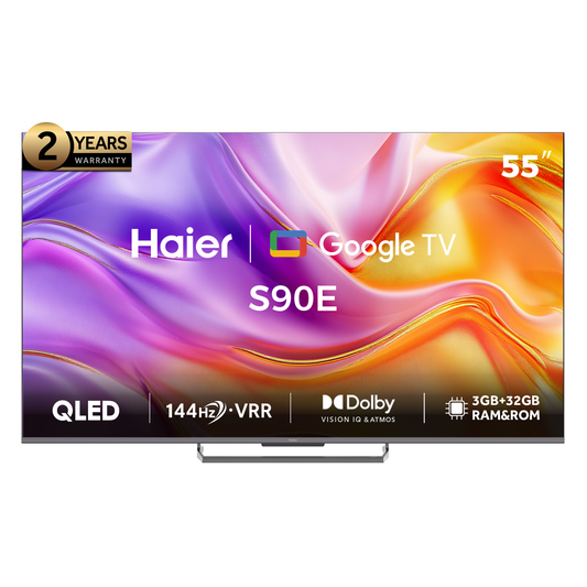 تلفزيون سمارت هاير ، مقاس 55 بوصة ، QLED ، دقة 4K UHD ، ببريسفر داخلي - H55S90EU