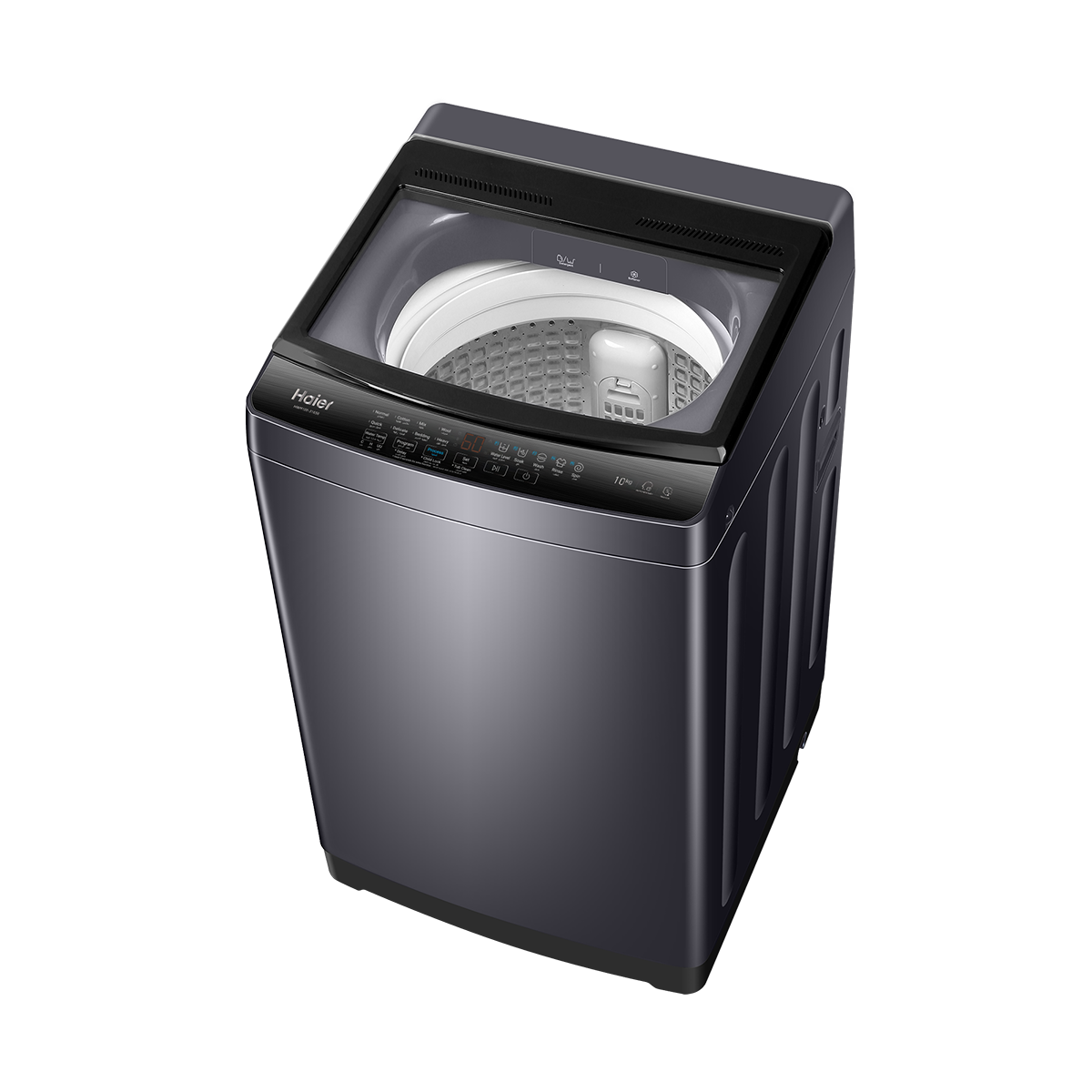 غسالة فوق اوتوماتيك هاير HWM100-316S8 ، سعة 10 كجم ، فضي غامق