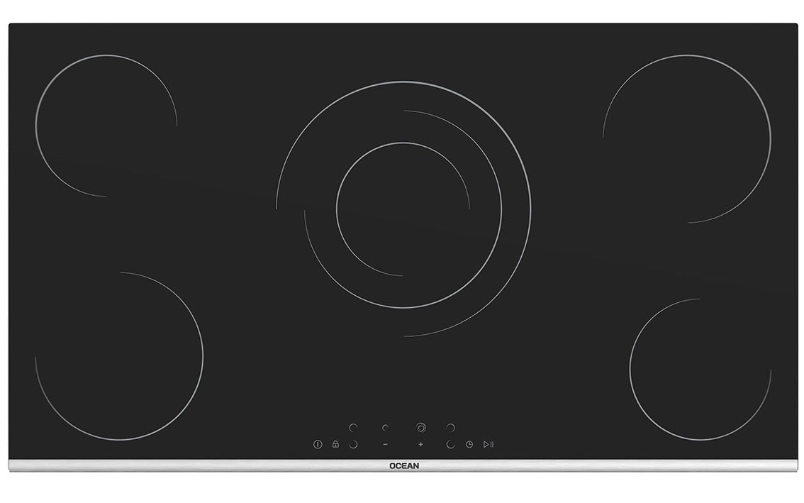 Ocean Vitroceramic Electric Built-in Hob, 90cm, 5 Burners, Safety Lock, Black - OVHVR 9401 HN TC