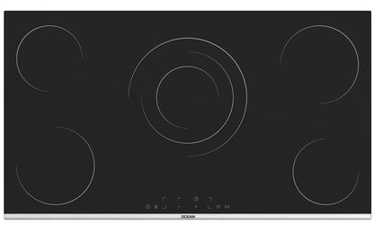Ocean Vitroceramic Electric Built-in Hob, 90cm, 5 Burners, Safety Lock, Black - OVHVR 9401 HN TC