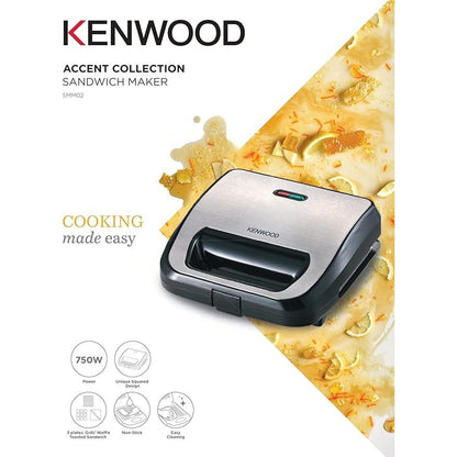 Kenwood Sandwich Maker 3 Plates 750W Black & Silver - SMM02