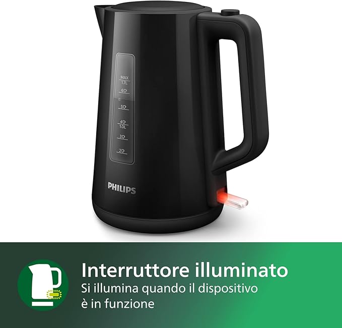 Philips Electric Kettle, 1.7 Liter Capacity, 2200 Watts, White - HD9318-20