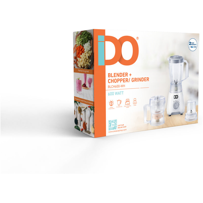 خلاط ايدي و، 600 واط ، ابيض - BLCH600-WH