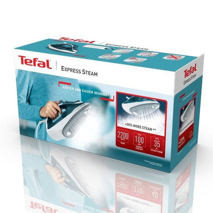 مكواة بخار تيفال Express Steam ، ابيض وازرق - FV2831E2