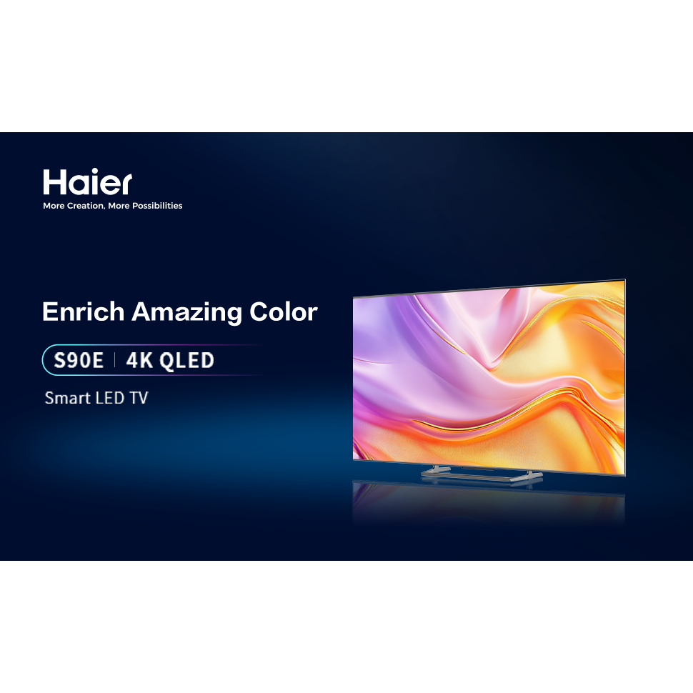تلفزيون سمارت هاير ، مقاس 55 بوصة ، QLED ، دقة 4K UHD ، ببريسفر داخلي - H55S90EU