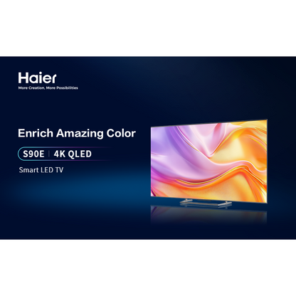 تلفزيون سمارت هاير ، مقاس 55 بوصة ، QLED ، دقة 4K UHD ، ببريسفر داخلي - H55S90EU