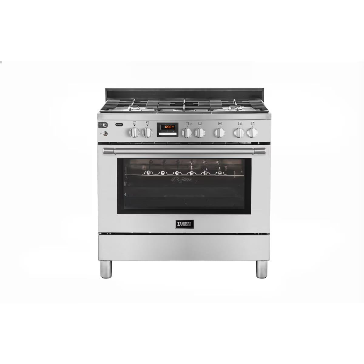 Zanussi Gas Cooker ZCG92696XA491, 5 Burners, Stainless Steel