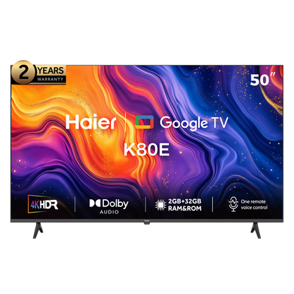 تلفزيون سمارت هاير ، مقاس 50 بوصة ، ليد ، دقة 4K UHD ، ببريسفر داخلي - H50K80EU