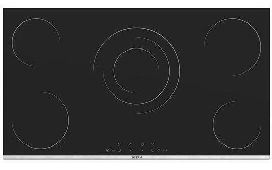 Ocean Vitroceramic Electric Built-in Hob, 90cm, 5 Burners, Safety Lock, Black - OVHVR 9401 HN TC