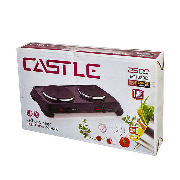 كاسيل مسطح تسخين كهرباء 2 عين ، 2500 واط، اسود - EC1020D