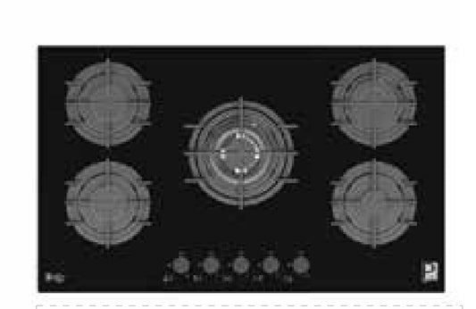 بيورتى مسطح غاز 90سم اسود زجاج 5 شعلة GAS HOB 5 HEAVY  DUTY/HPT911G