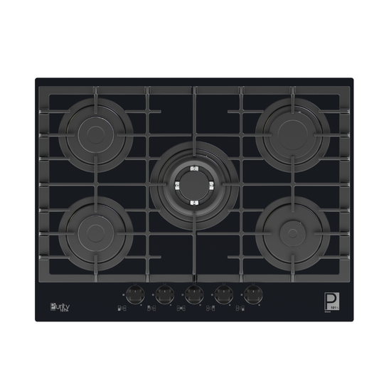 بيورتى مسطح غاز 70سم اسود زجاج 5 شعلة 
HPT713G – Gas Hob 5 Eyes Heavy Duty Grids