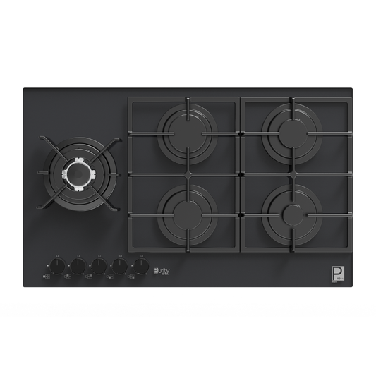 بيورتى مسطح 5 شعلة غاز اسود زجاج HPT912G – Gas Hob 5 Eyes Heavy Duty Grids