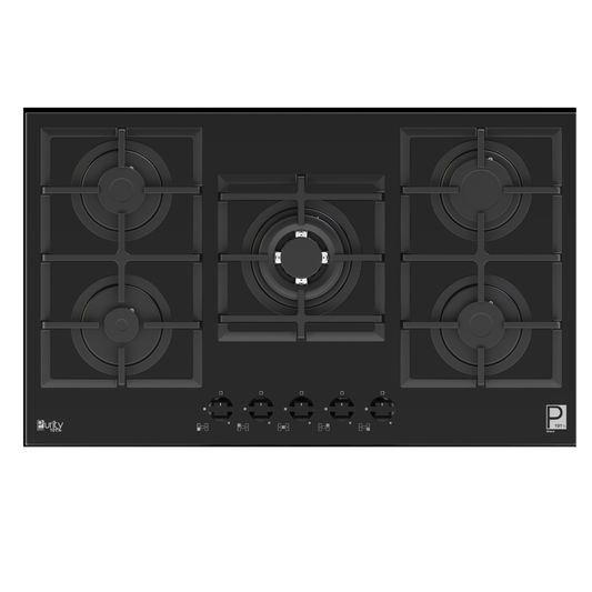 بيورتى مسطح 90سم اسود زجاج 5 شعله HPT913G – Gas Hob 5 Eyes Heavy Duty Grids