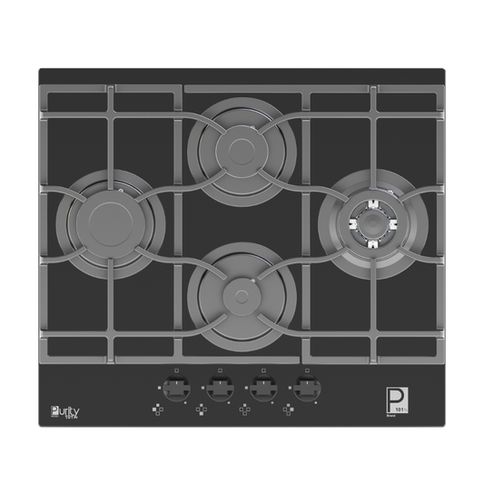 بيورتى مسطح غاز 4 شعلة اسود زجاج 60 سم حوامل زهر HPT652G – Gas Hob 4 Eyes Heavy Duty Grids
