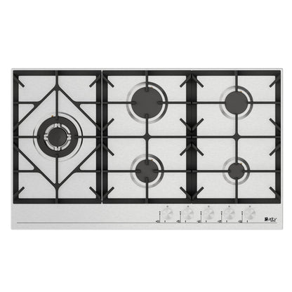 بيورتى مسطح غاز 90سم استانلس 5 شعلة GAS HOB 6 HEAVY DUTY/HPT907S